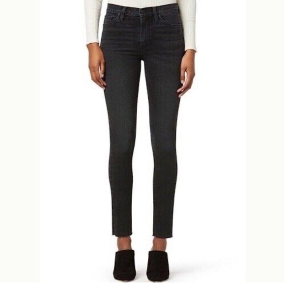 Hudson Barbara High Waist Super Skinny Ankle Jeans In Twilight Black Sz 24 New